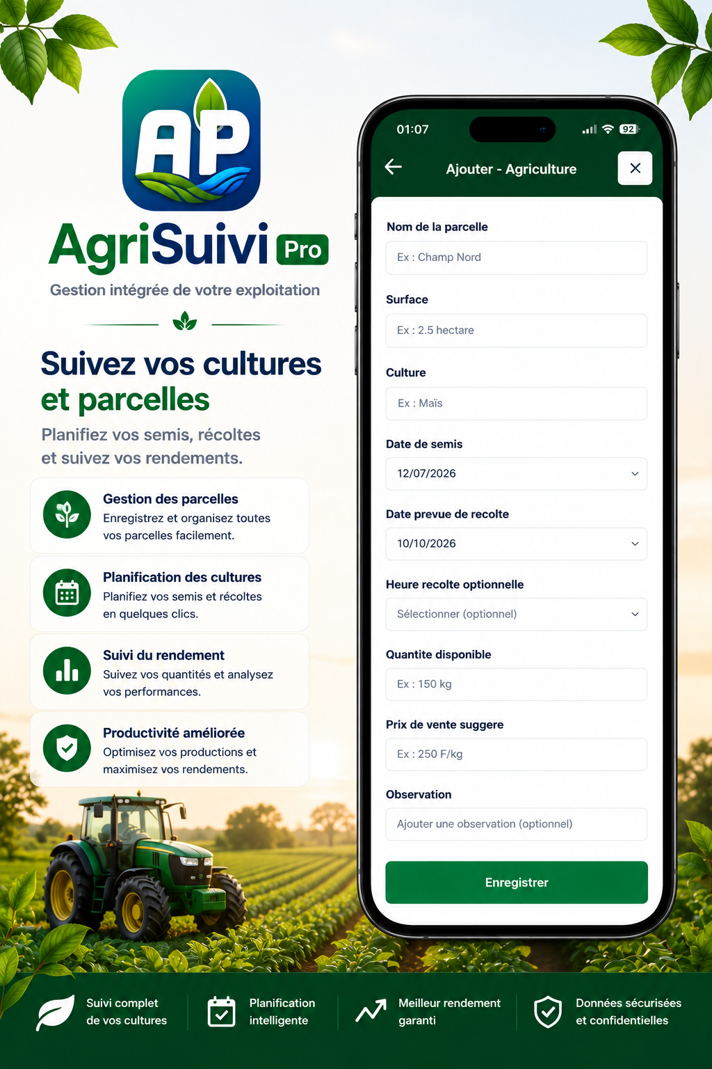 Capture AgriSuivi Pro - agriculture