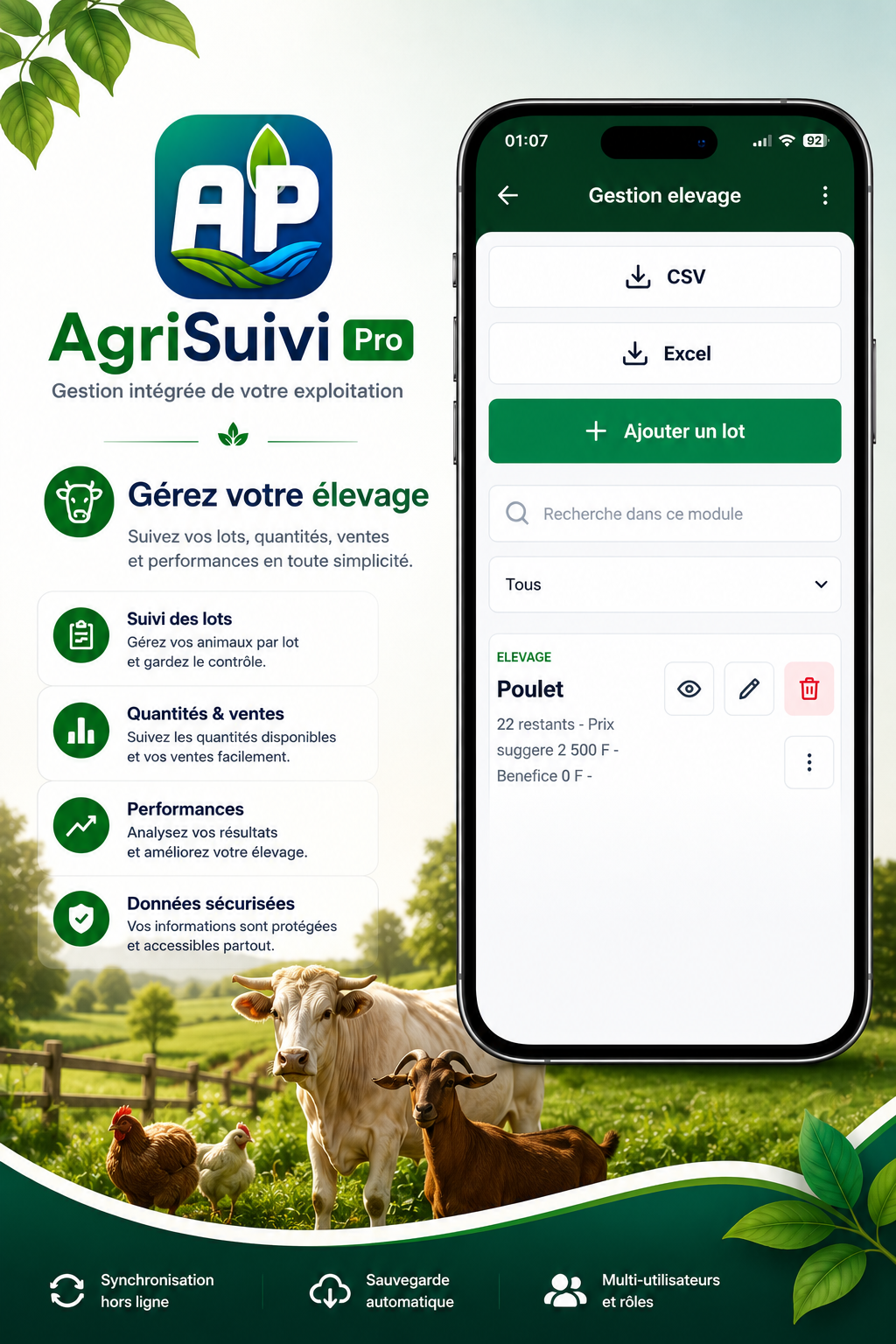 Capture AgriSuivi Pro - élevage